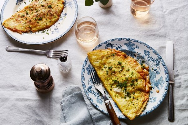Crispy kimchi and cheddar omelette