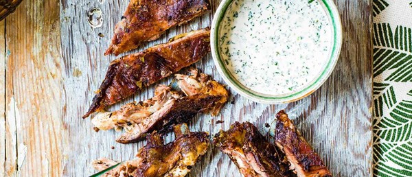 Crispy lamb breast with malt vinegar sauce