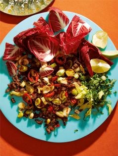 Crispy lamb with cumin, leeks, and celery