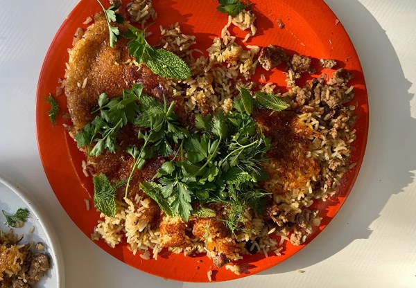 Crispy lemon & lamb rice