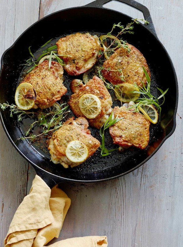 Crispy lemon chicken thighs