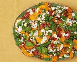 Crispy maple bacon, squash & pecan salad