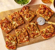 Crispy meatball pizza