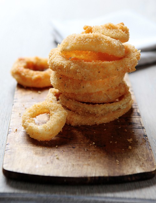Crispy moonshine onion rings