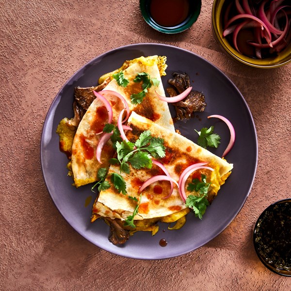 Crispy mushroom quesadillas