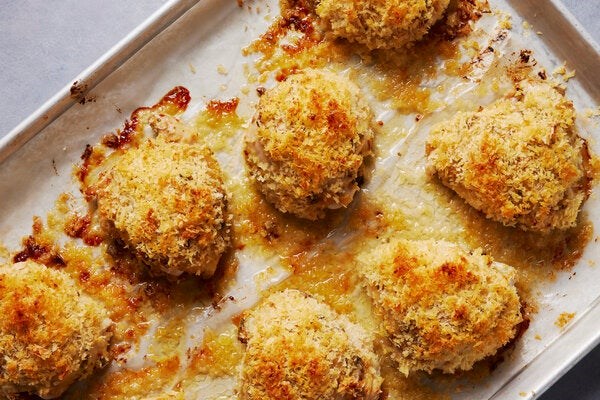 Crispy mustard chicken with bread crumbs