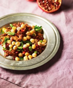 Crispy okra & pomegranate salad