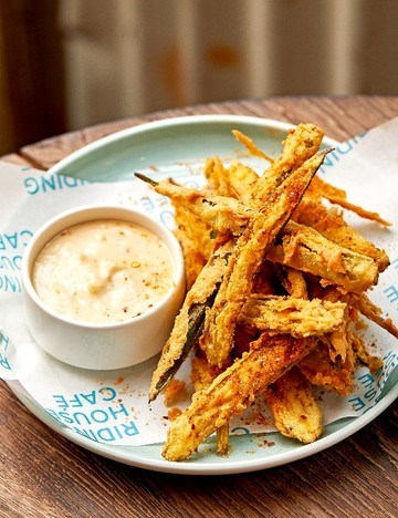 Crispy okra with yuzu ponzu dip