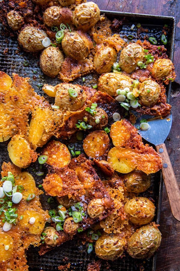 Crispy Parmesan crusted Buffalo potatoes