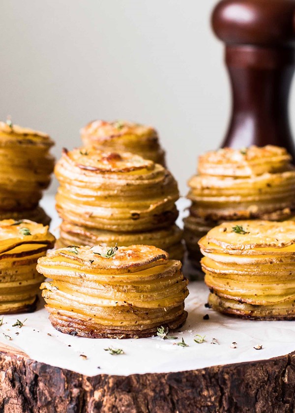 Crispy Parmesan potato stacks