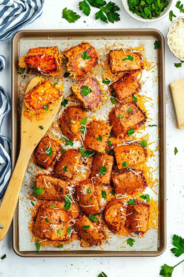 Crispy Parmesan sweet potatoes