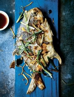 Crispy pomfret with sweetened soy