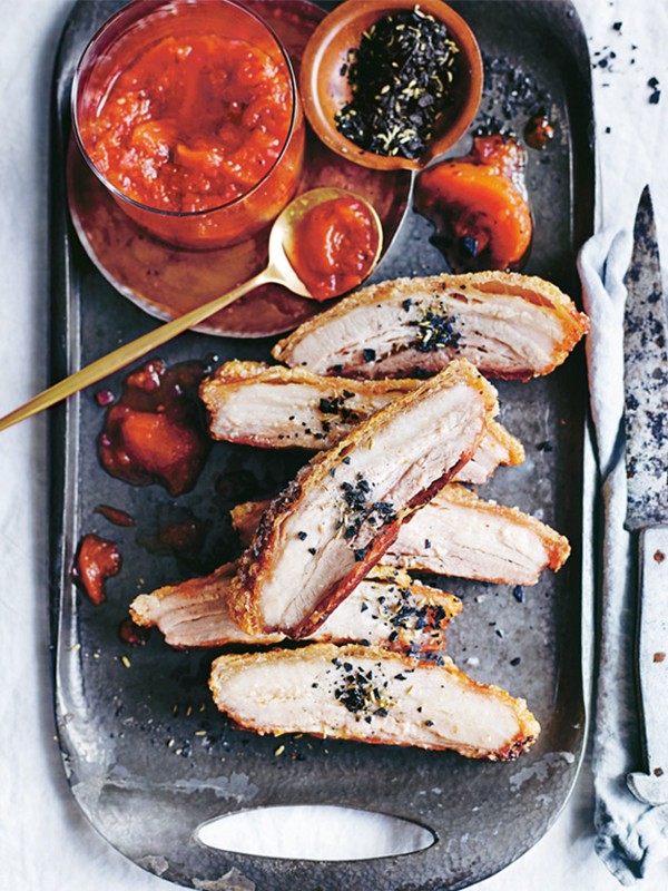 Crispy pork belly with fennel black salt