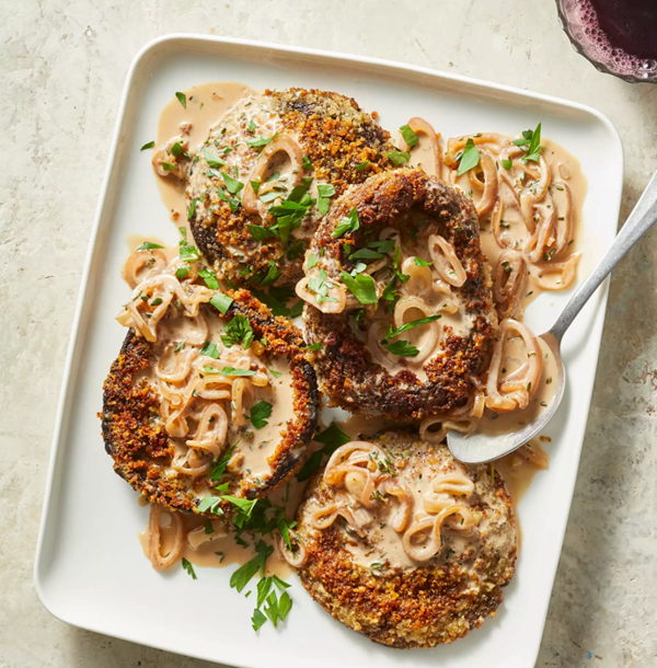 Crispy portobellos with Marsala sauce