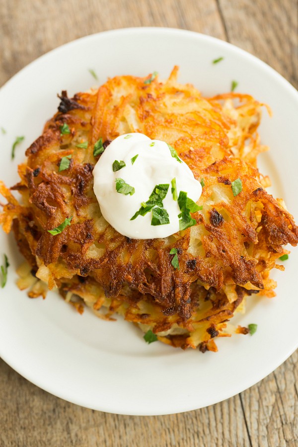 Crispy potato latkes