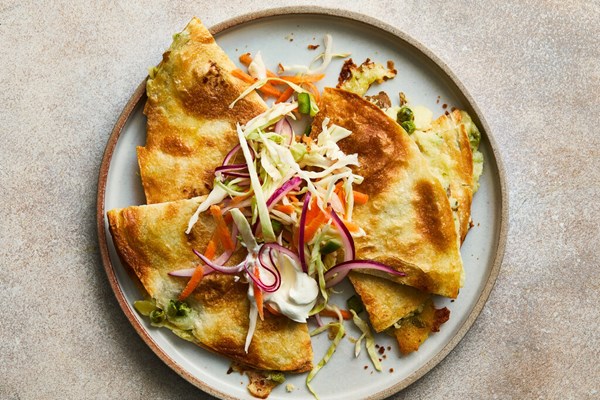 Crispy potato quesadillas