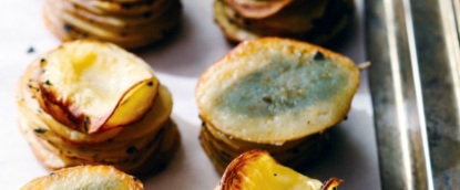 Crispy potato stacks with fresh sage