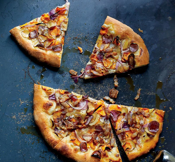 Crispy potato tarte flambée