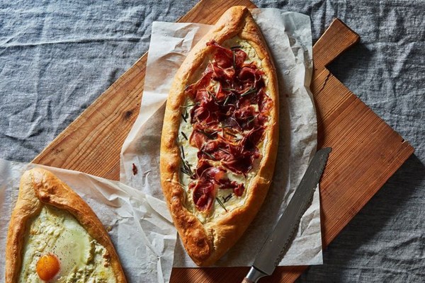 Crispy prosciutto-rosemary Georgian cheese bread (Khachapuri)