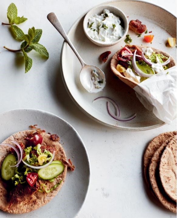 Crispy pulled pork gyros