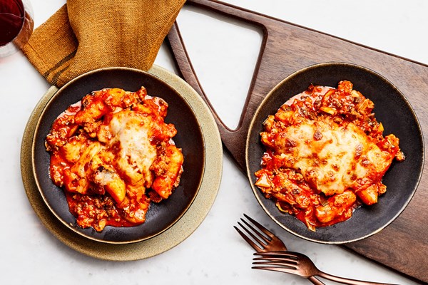 Crispy rice cake lasagna