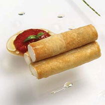 Crispy ricotta & buffalo mozzarella cannelloni with tomato sauce