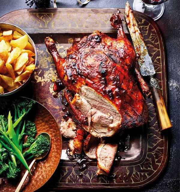 Crispy roast duck with cranberry glaze