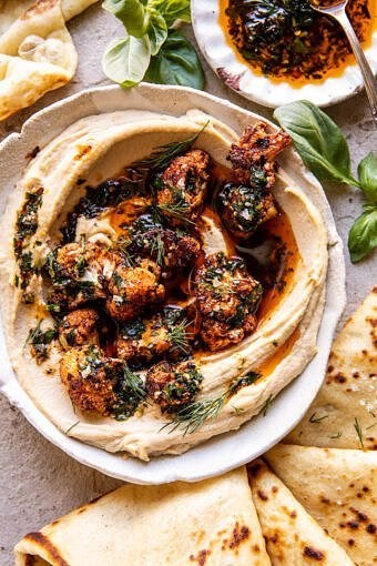 Crispy roasted cauliflower hummus