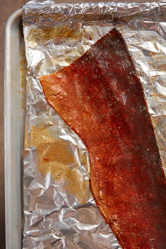 Crispy salmon skin--the bacon of the sea