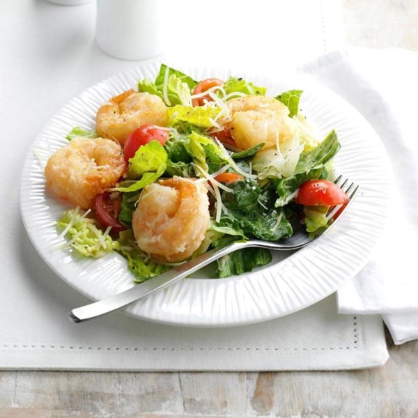 Crispy shrimp Caesar salad