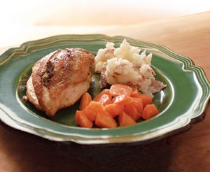 Crispy-skin chicken breasts stuffed with prosciutto, Parmesan & sun-dried tomatoes
