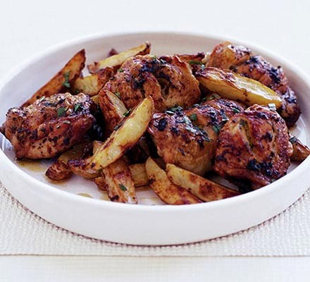 Crispy skin chicken thighs