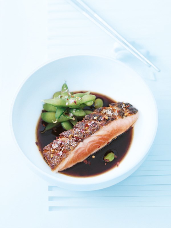 Crispy-skin salmon with chilli salt
