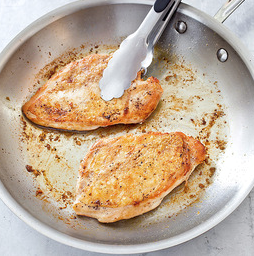Crispy-skinned chicken breasts with vinegar-pepper pan sauce