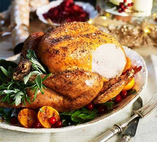 Crispy-skinned roast turkey with lemon & garlic