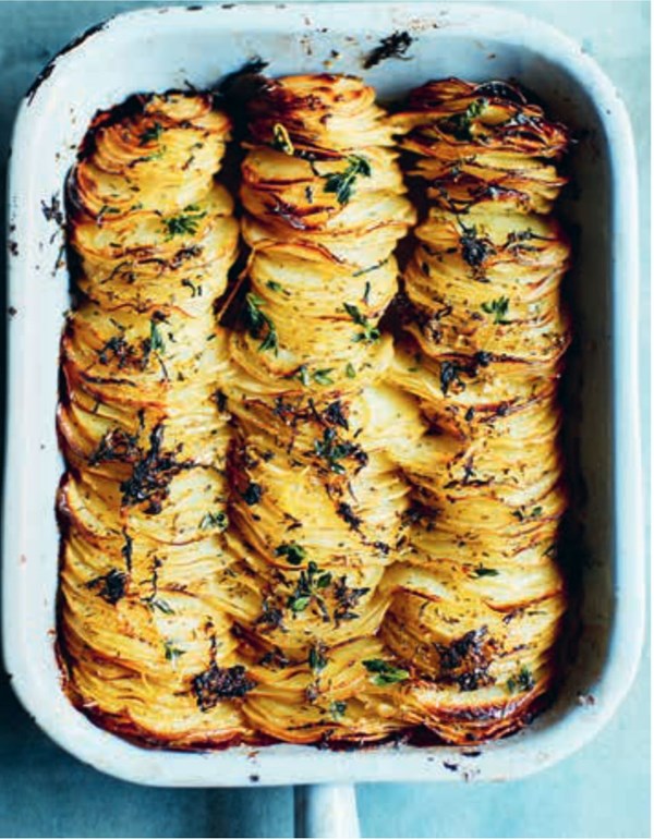 Crispy sliced & stacked lemon-roasted potatoes (my Hasselback bake)