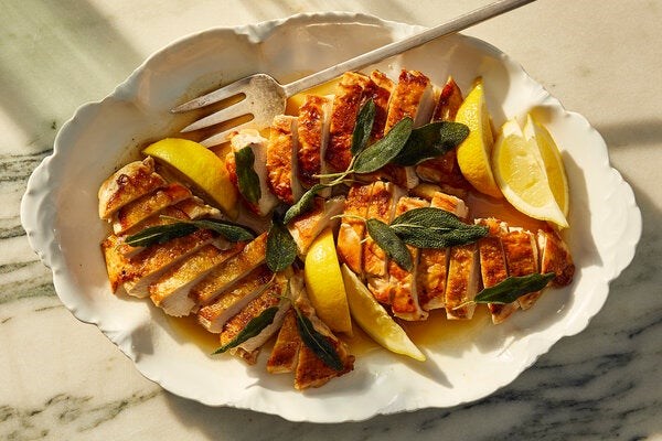 Crispy smashed chicken breasts with gin and sage recipe