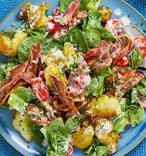 Crispy smashed potato BLT