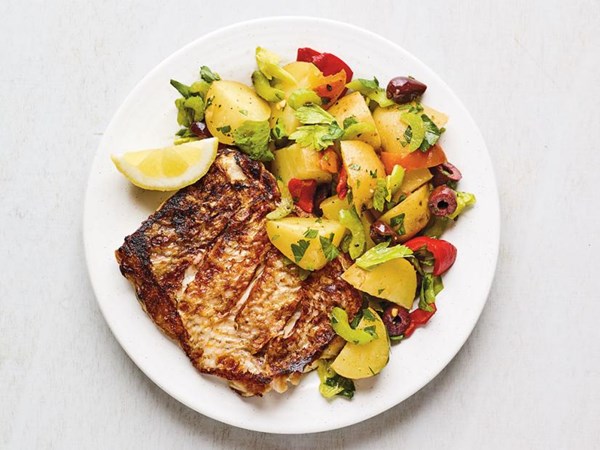 Crispy snapper with potato salad