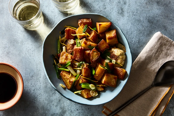 Crispy soy & ginger roast potatoes