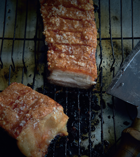 Crispy soy-roasted pork belly