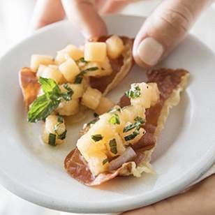 Crispy speck & melon salad