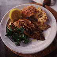 Crispy spiced mackerel with lemon