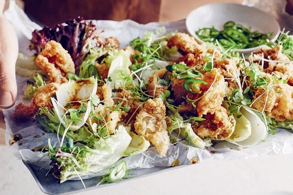 Crispy squid salad