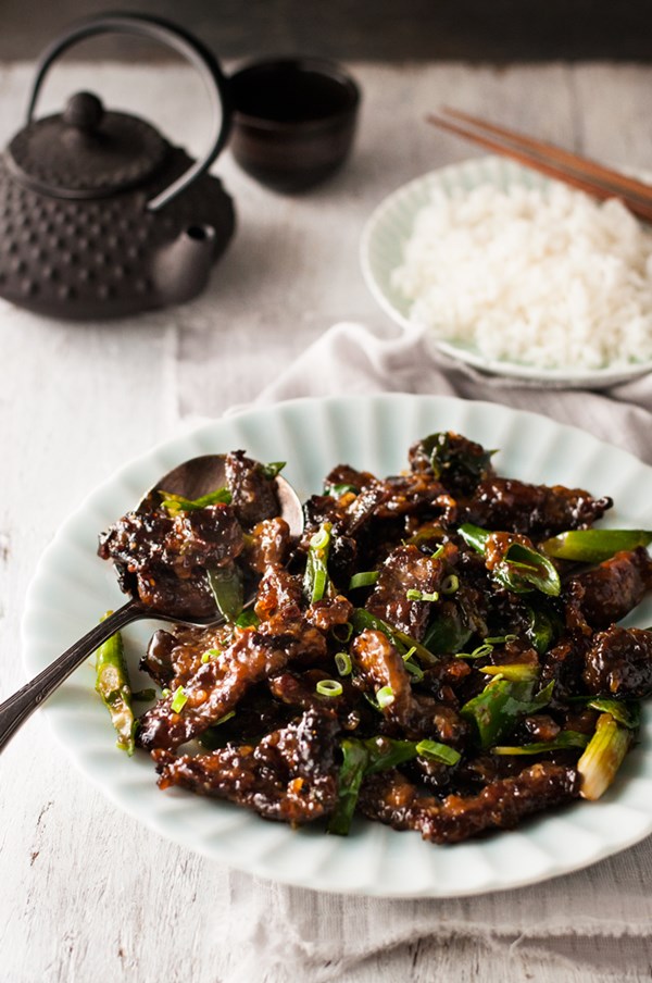 Crispy sticky Mongolian beef 