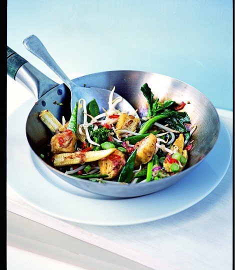 Crispy Szechuan tofu stir-fry