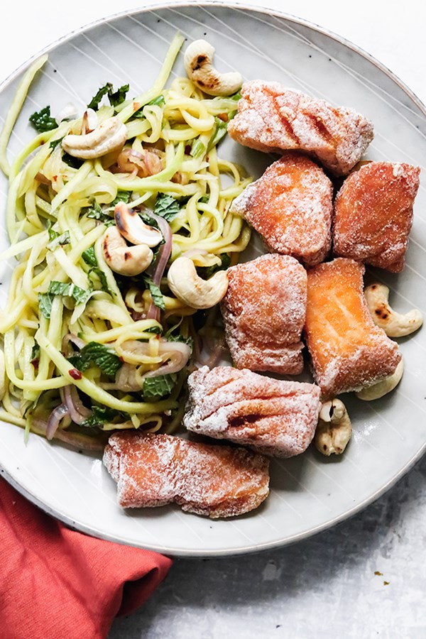 Crispy Thai fried fish and green mango salad