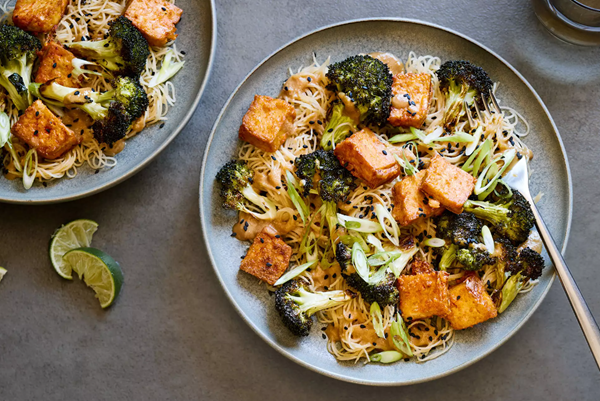 Crispy tofu noodles with miso & lime