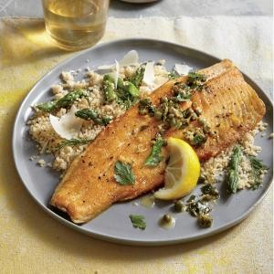 Crispy trout with warm parsley-caper vinaigrette