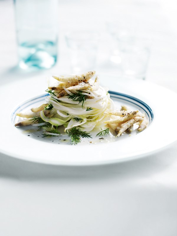 Crispy whitebait with shaved fennel